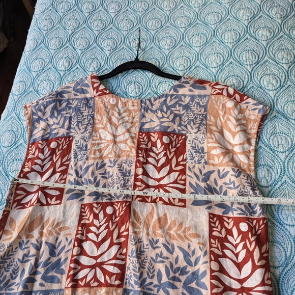 Floral Colorblock Patchwork Linen Sigrid Olsen Cap Sleeve Top - Picture 5 of 7